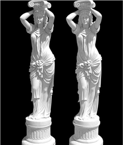 Royal Carving Sculptured Roman Beige Marble Columns
