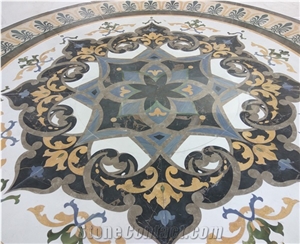 Square Flower Pattern Marble Floor Carpet Medallions