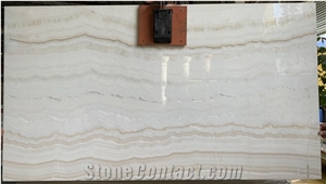 White Straight Veins And Grains Onyx Walling Tile