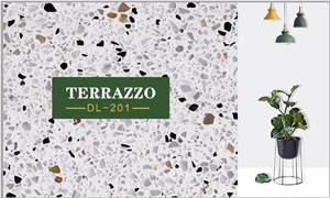 Mulitcolor White  Beige Terrazzo Stone Floor Wall