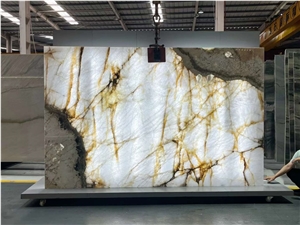 Luxury Natural Patagonia Quartzite Slabs Super Big Crystal