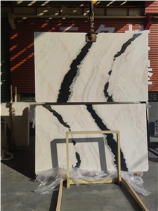 Bookmatched Panda White Marble Slabs For Wall Design