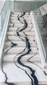 China Panda White Marble Staircase- Steps And Risers