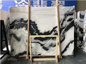 China Sichuan Polished Panda White Marble Stone Slab