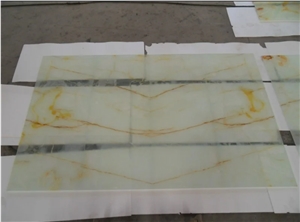 Transparent White Onyx Stone Bookmatching Panel