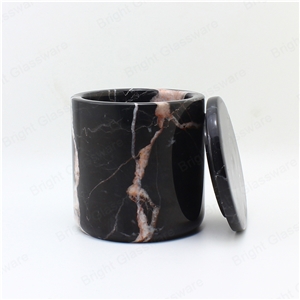 Wholesale Custom Marble Stone Candle Holder Jar With Lid