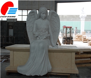 Marble Angel Monument With Bench