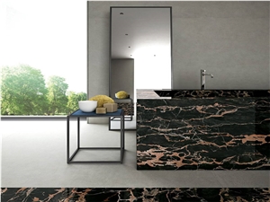Italian Nero Portoro Marble Slabs For Bathroom