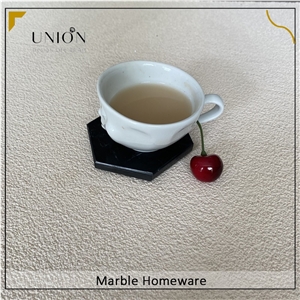 Black Marble Drink Coasters For Wine Glass Coffee Cup