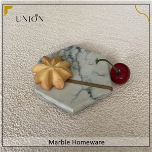 Modern Marble Coasters With Brass Strip For Coffee Table