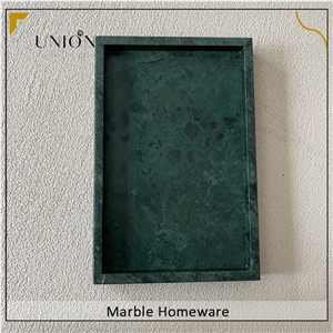 Polished Green Marble Tray Serving Tray For Hotel Home