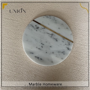 Round Marble Tray White Fruit Serving Tray For Kitchen