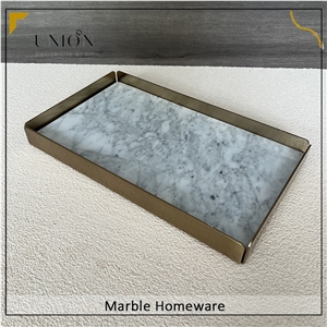 Serving Tray Polished White Fruit Marble Tray For Home