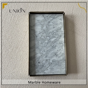 Serving Tray Polished White Fruit Marble Tray For Home