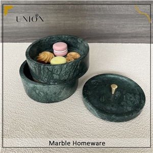 Three Layers Green Marble Storage Bowl Food Tray For Kitchen