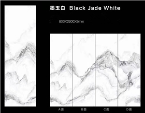 Sintered Stone Black Jade White Polished Slab