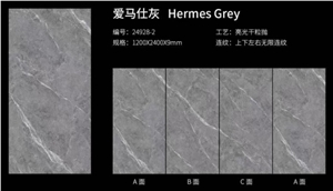 Sintered Stone Hermes Grey Polished Slab With Good Quality