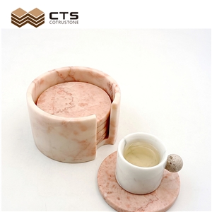 Pink Marble Coaster Customized For Coffee Shop Teacup Plates