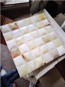 White And Green Artificial Onyx Stone Mosaic