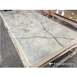 Translucent Grey Alabaster Resin Stone Artificial Tiles