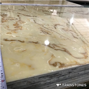 Yellow Artificial Onyx Stone Solid Surface Translucent Wall Cladding