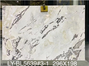 Bianco Picasso White  Crystal Marble Orchid Jade Slab Tile