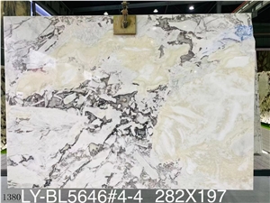 China Picasso White Marble Orchid Jade Bianco Crystal Slab