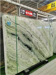 China Shangri La Jade Green Marble Natural Stone Slab Tile
