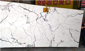 Artificial Quartz Stone Sheet White Calcatta Quartz Slabs