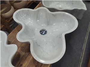 Irregular Shape Marble Counter Sink Stone Carrara Wash Basin