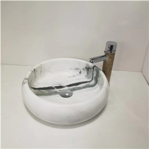 Marble Bathroom Round Counter Sink Stone Panda Wash Basin