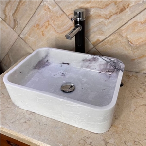 Marble Milas Lilac Wash Basin Square Stone Round Corner Sink