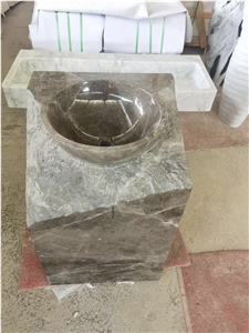 Marble Statuario Counter Bath Sink Round Stone Wash Basin