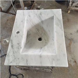Solid Marble Bathroom Sink Stone Carrara Statuario Oval Sink