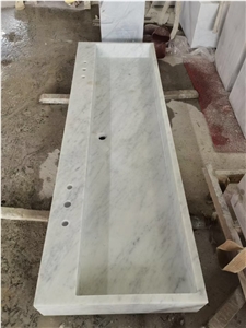 Solid Stone Large Bathroom Sink Marble Carrara Wash Basin