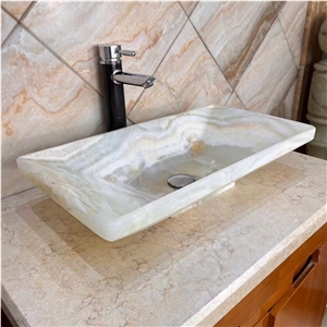 Solid Stone Pedestal Wash Basin Marble Volakas Square Sink
