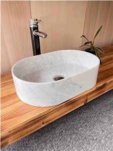 Stone Counter Wash Basin Marble Carrara Bathroom Round Sink