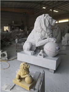 Stone Garden Statue Grey Granite Animal Lion Sculpture