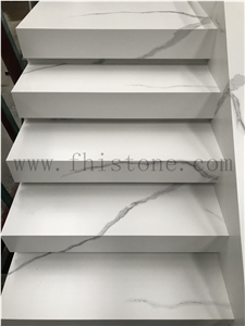 Calacatta White Sintered Stone Step Stair Riser For Interior