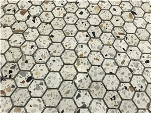 Colorful Terrazzo Hexagon Mosaic Cement Mosaic Floor Tile