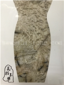Antico White Granite Waterjet Stone Painting Cheongsam