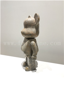 Grey Marble Gloomy Bear Stone Sculpture Marble Carving
