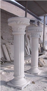 Sculptured Roman Carved Corinthian Columns Pillars Hollow