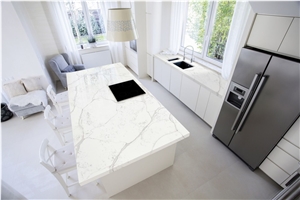 Carrara White Quartz Kitchen Worktop