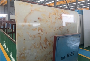 White Veins Artificial Onyx Slabs Engineered Stone