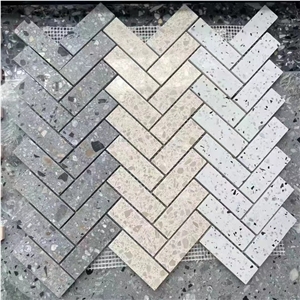 China White Terrazzo Hexagon Mosaic Bathroom Wall Floor