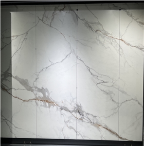 High Quality Luxury White Sintered Stone  Gold Line Wall