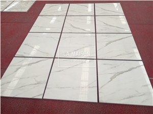 Calacatta White Marble Laminated Composite Granite For Floor