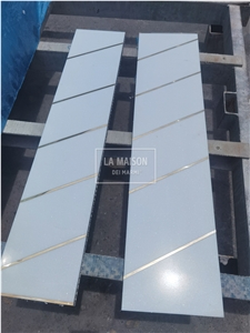 White Natural Marble Composite Honeycomb Inlay Brass Panels