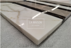 Calacatta White/Ariston Marble Waterjet Flooring Borders